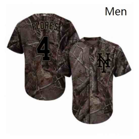 Mens Majestic New York Mets 4 Wilmer Flores Authentic Camo Realtree Collection Flex Base MLB Jersey